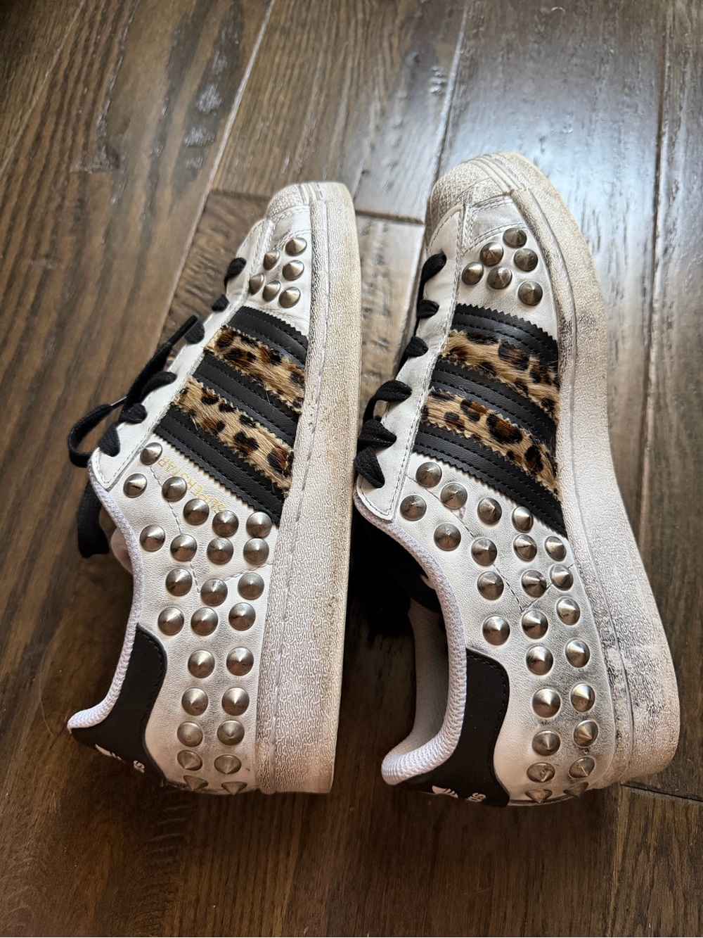 Custom adidas superstar studded Leopard